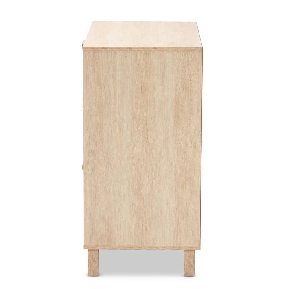 Sebille Light Brown Wood and Rattan 3-Drawer Chest