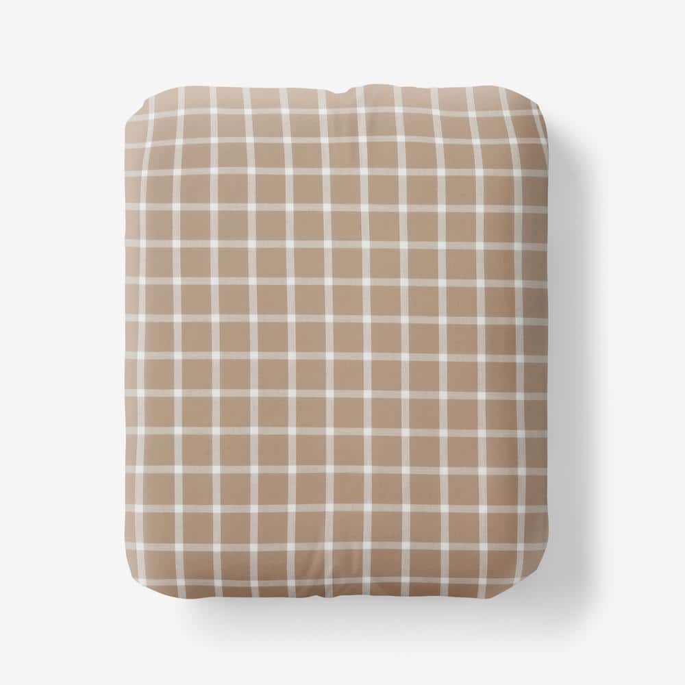 Company Cotton Windowpane Yard-Dyed Taupe Cotton Percale Twin XL Fitted Sheet price history on PriceWatchPro