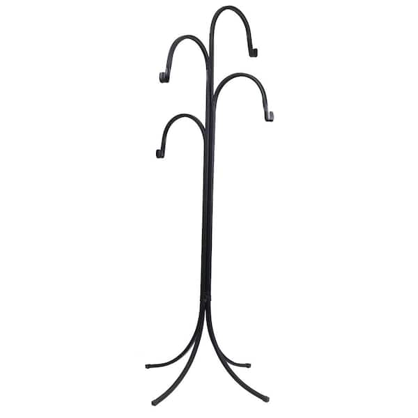 Photo 1 of 64.5 in. Tall 4-Arm Plant Stand in Black Iron