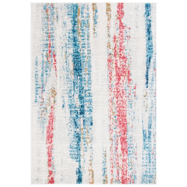 SAFAVIEH Madison Ivory/Blue 7 ft. x 9 ft. Abstract Gradient Area Rug
