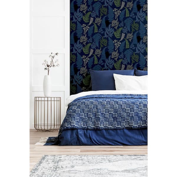 Jerome Blue Botanical Wallpaper Sample