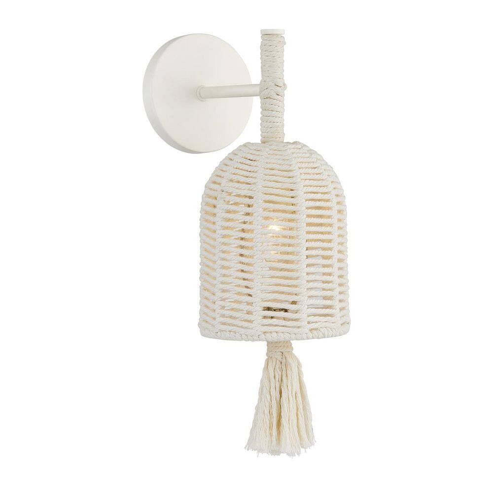 Lunara by Breegan Jane 6 in. W x 15 in. H 1-Light Cotton Coastal Wall Sconce price history on PriceWatchPro