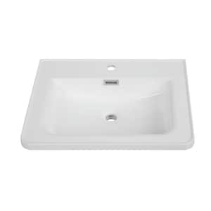 25.6 in. W x 18.9 in. D Solid Surface Resin Vanity Top in White