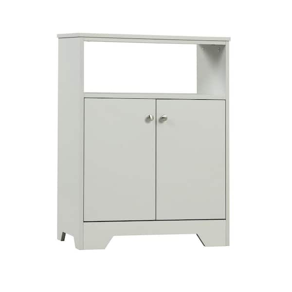 Tileon 23.60 in. W x 11.80 in. D x 31.70 in. H Gray MDF Freestanding Bathroom Linen Cabinet with 1-Adjustable Shelf
