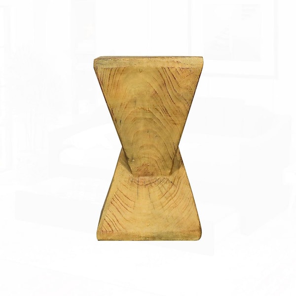 Modern 19.6 in. H Concrete Imitation wood End Table Sculpture for Outdoor Patio, Garden, or Living Room Decor