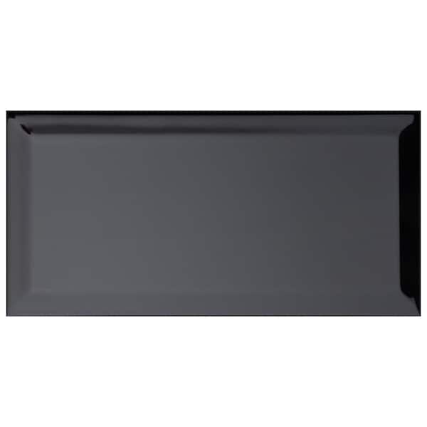 Merola Tile Santorini Biselado Nero 4 in. x 4-7/8 in. Ceramic Wall Take Home Tile Sample
