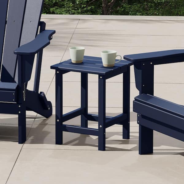 Mason 18 in. Navy Blue Poly Plastic Fade Resistant Outdoor Patio Square Adirondack Side Table
