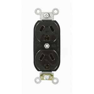 15 Amp Commercial Grade Self Grounding Duplex Outlet, Brown