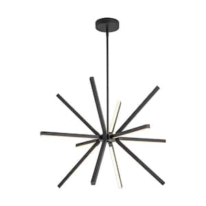 Zoey 12-Light Dimmable Integrated LED Black Sputnik Modern Linear Chandelier