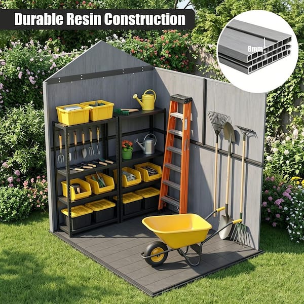 PABIMIA 4 ft. W x 6 ft. D Resin Plastic Outdoor Storage Shed with