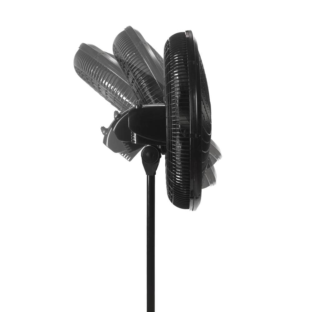 Black Adjustable Height Remote Controlled Oscillating Pedestal Fan