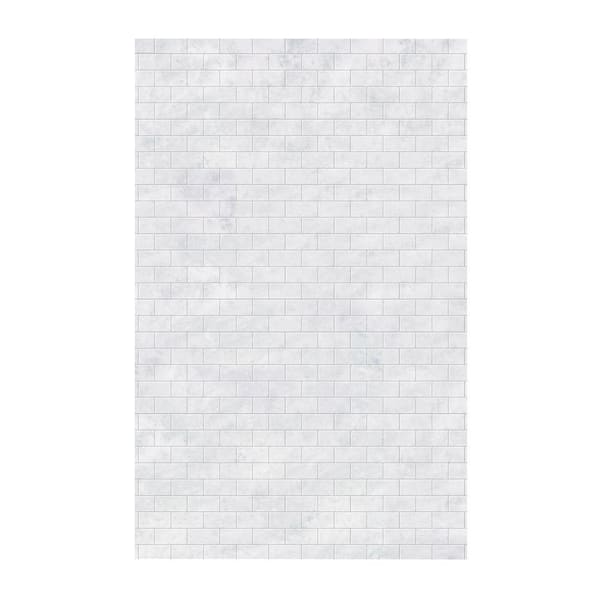 Swan Subway Tile 62 in. x 96 in. 1-Piece Easy Up Adhesive Shower Panel in Ice