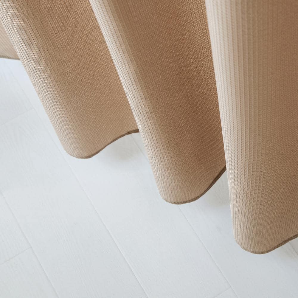Mocha Waffle Weave Fabric Shower Curtain with Detachable Liner