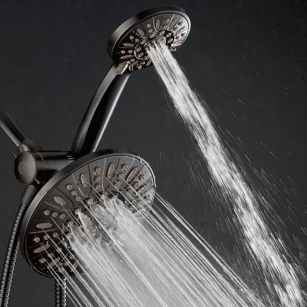 48-spray 7 in. Dual Shower Head and Handheld Shower Head in Oil Rubbed Bronze