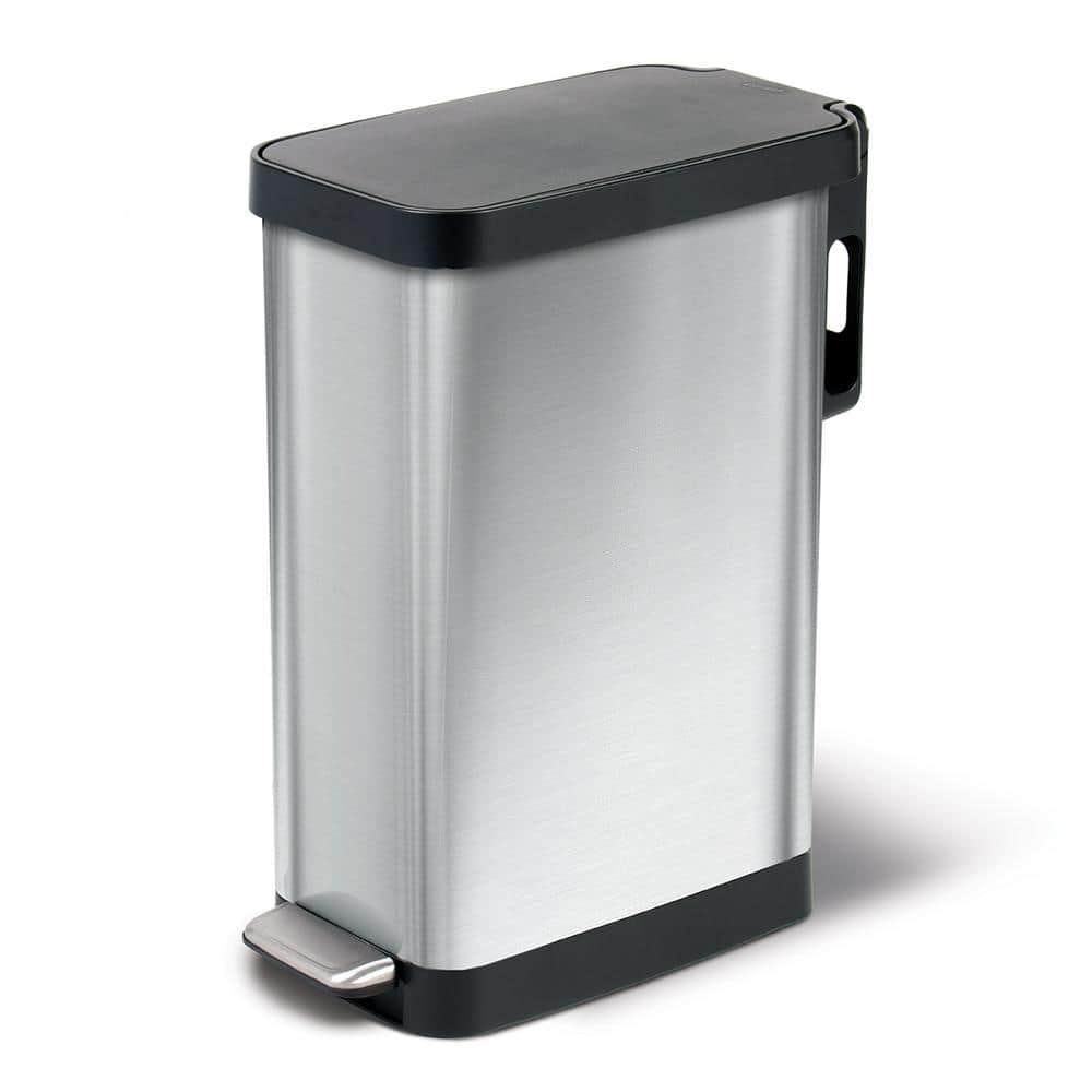 Slim Stainless Steel 12 Gallon Step-On Trash Can