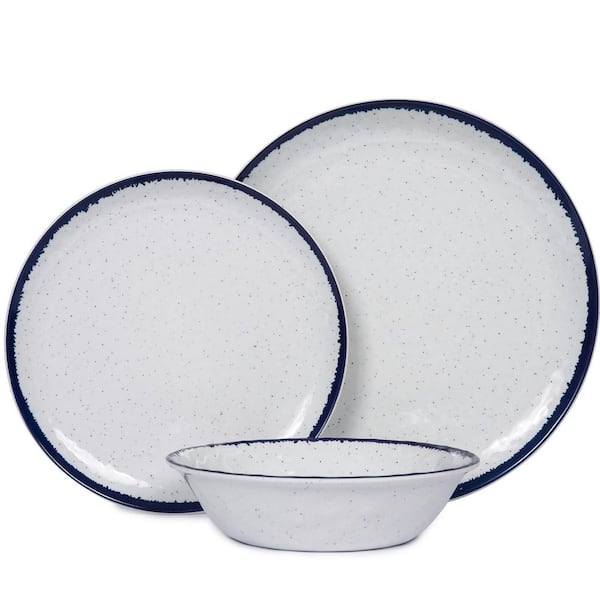12-Piece White Melamine Dishes Dinnerware Sets (Service for 4), Shatterproof, Scratch and Chip Resistant, BPA Free