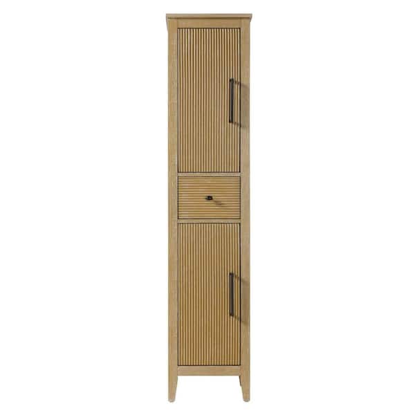16 in. W x 18 in. D x 72 in. H Beige Freestanding Linen Cabinet