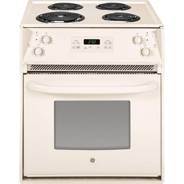 GE 27 in. 3.0 cu. ft. Drop-In Electric Range with Self-Cleaning Oven in Bisque