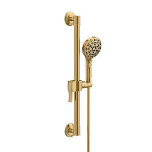 Octette 8-Spray Round 1.75 GPM Handheld Shower with SteadyStyle Accented Round ADA 24 in. Grab Bar in Brushed Bronze