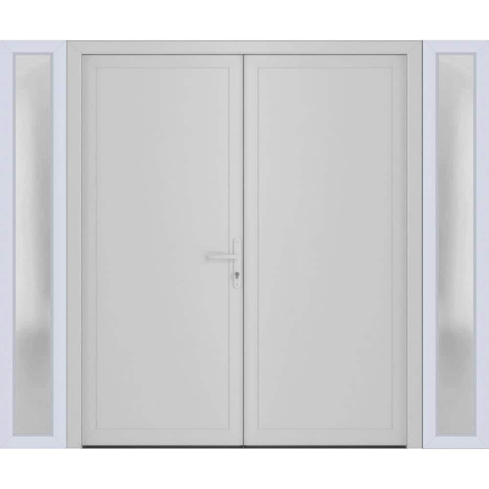 14+72+ 14 in. x 80 in. Left-hand/Inswing Frosted Glass White Silk Steel Prehung Front Door with Hardware price history on PriceWatchPro