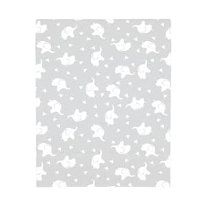 Super Soft Grey and White Elephant Polyester Fitted Crib Sheet