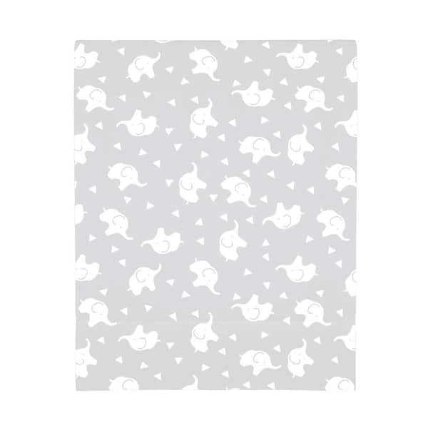 NoJo Super Soft Grey and White Elephant Polyester Fitted Crib Sheet