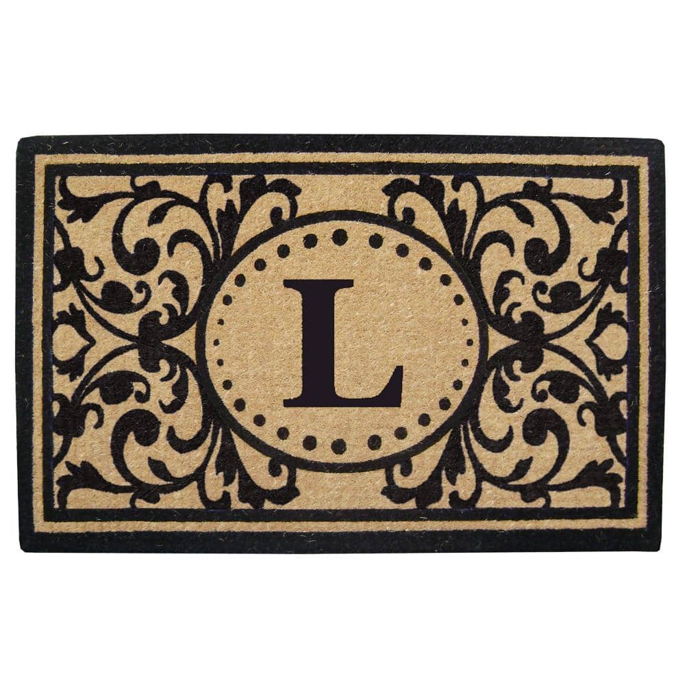 Heavy Duty Black 30 in. x  48 in. Coir Heritage Monogrammed L Indoor Outdoor Door Mat price history on PriceWatchPro