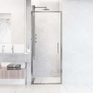 Astoria 32 in. W x 76 in. H Space Saving Framed Pivot Shower Door in Chrome with Clear Glass