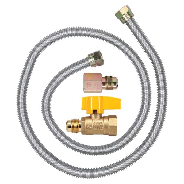 Cambridge 1/2 in. OD x 1/2 in. FIP x 1/2 in. FIP Ball Valve x 48 in. Stainless Steel Standard Gas Connector (60,500 BTU)