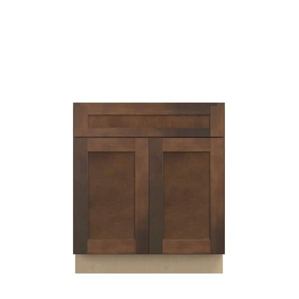 Kunal Kitchens Amherst Shaker 30 in. W x 34.5 in. H x 24 in. D in Walnut Plywood Assembled Base Cabinet