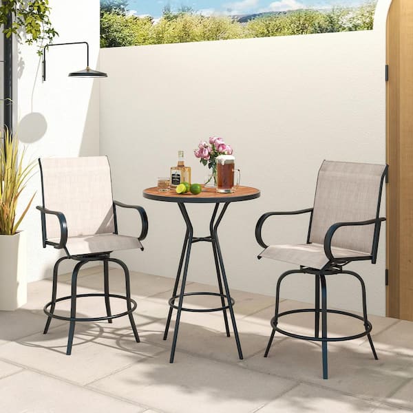 Liviza 360 Rotating Metal Outdoor Bar Stool, Gray (2-Pack)