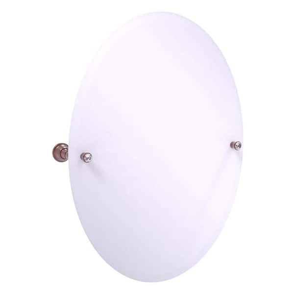 Allied Brass Carolina Crystal 21 in. W x 29 in. H Oval Frameless Tilt Wall Mirror with Beveled Edge in Antique Copper