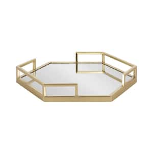 Gohana Gold Hexagon 16 in. Metal Decorative Tray