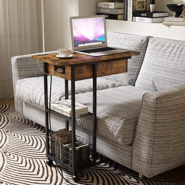 c shaped side table with usb