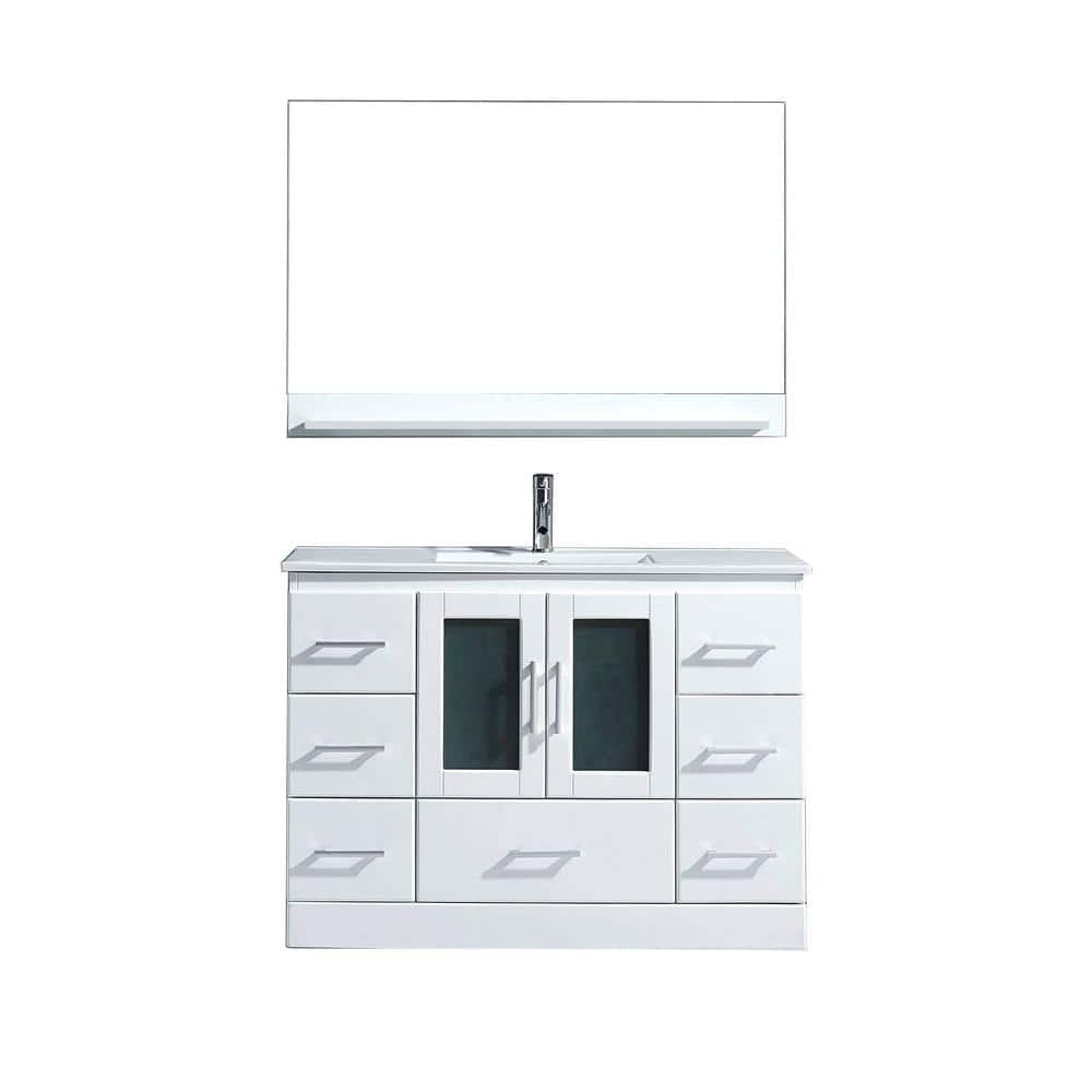 Virtu USA Zola 48 in. W Bath Vanity in White with Ceramic Vanity Top in