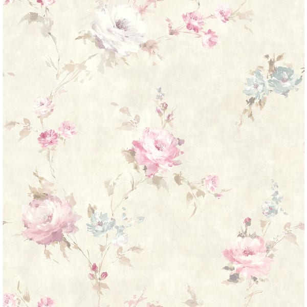 CASA MIA Spring Branch Beige and Rose Paper Non-Pasted Strippable Wallpaper Roll (Cover 56.05 sq. ft.)