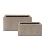 31.4 in. & 23.6 in. L Rectangular Weathered Lightweight Long Low Planters w/Drainage Hole (Set of 2) Outdoor/Indoor