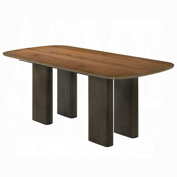 Acme Furniture Solana Walnut Wood 79 in. 4 Legs Dining Table Seats