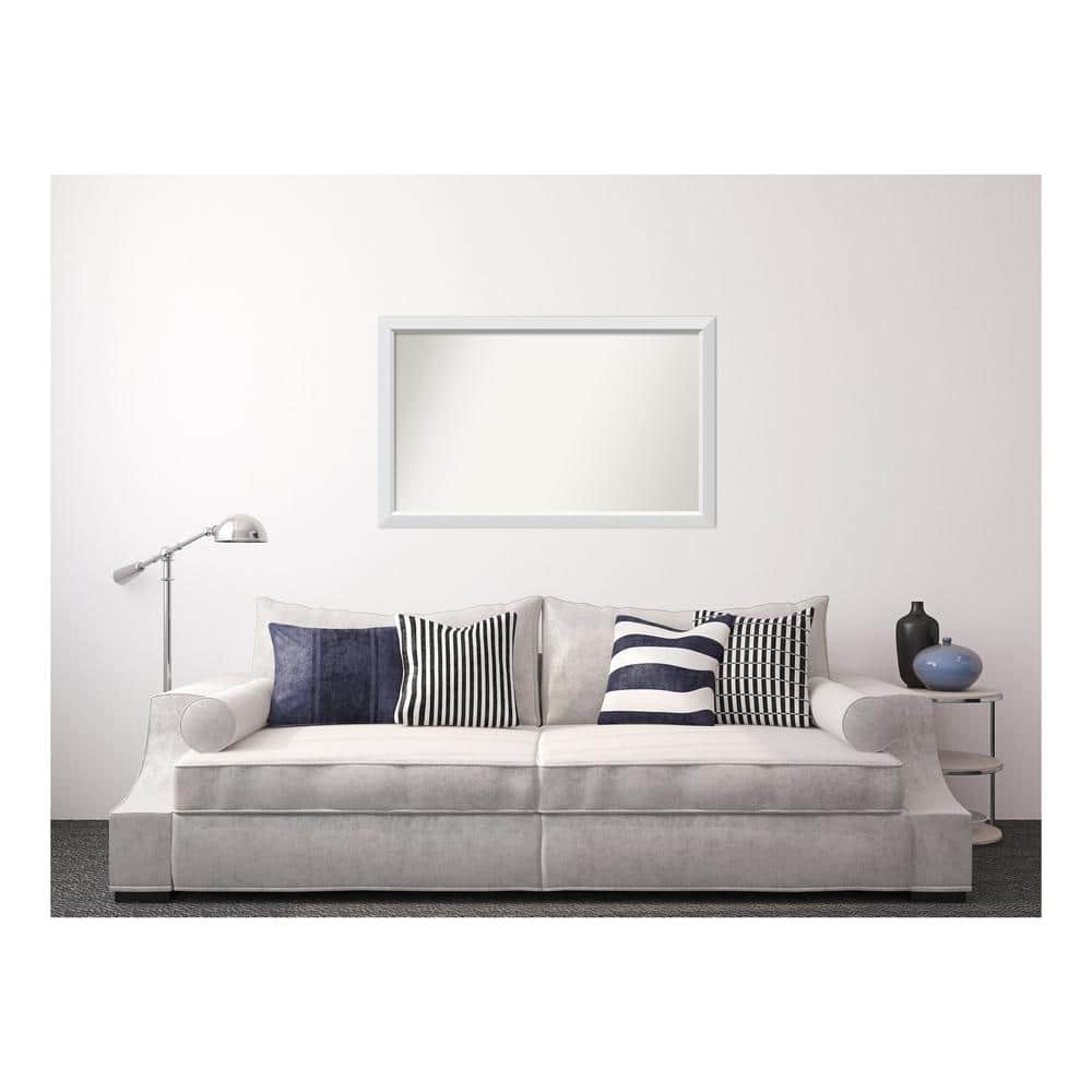 Blanco White 48.25 in. x 30.25 in. Custom Non-Beveled Wood Framed Bathroom 