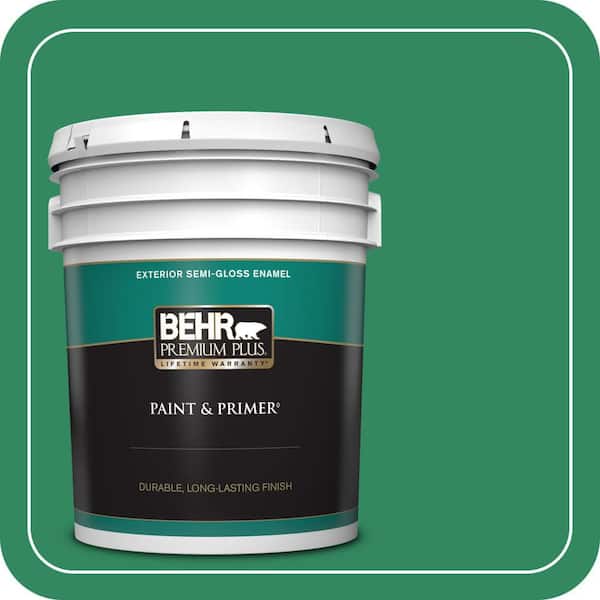 BEHR PREMIUM PLUS 5 gal. #P420-6 Exquisite Emerald Semi-Gloss Enamel Exterior Paint & Primer