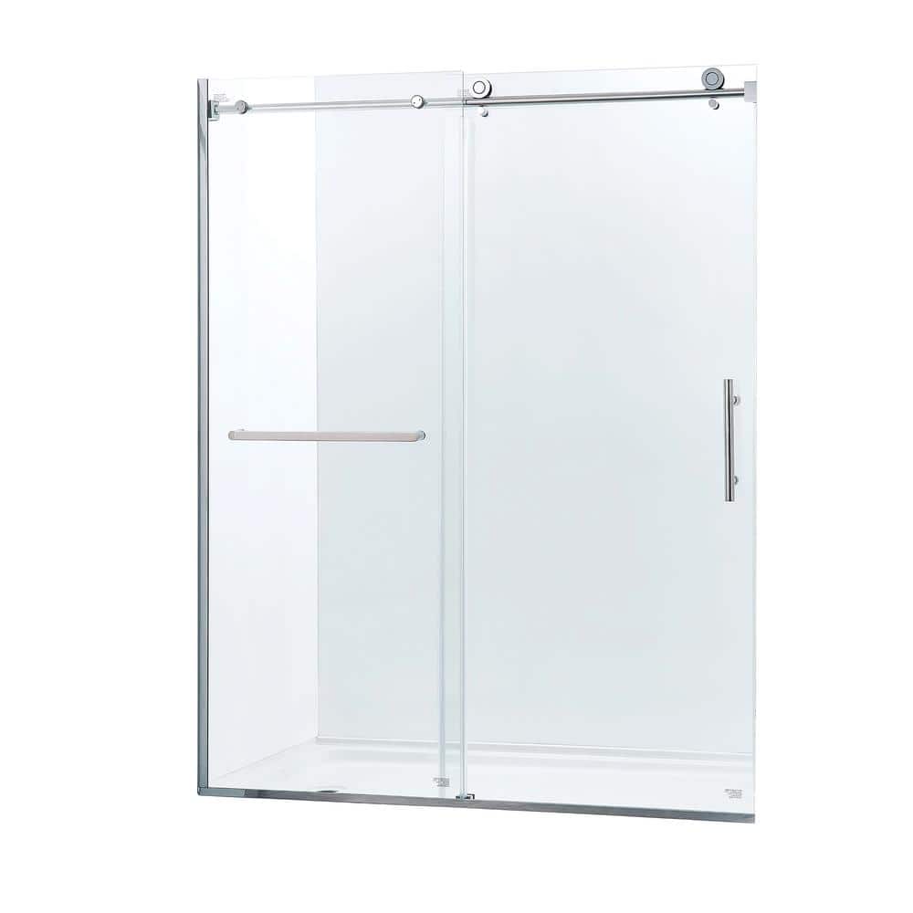 60" Chrome Semi-Frame Sliding Shower Door with Tempered Glass
