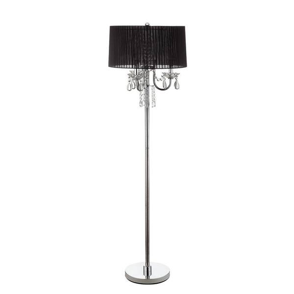 HomeSullivan 59.75 in. Chrome Floor Lamp with Black Shade-DISCONTINUED