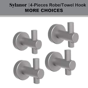 NestPro 4-Pieces Wall Mounted J-Hook Round Bathroom Robe/Towel Hook in Gun Grey