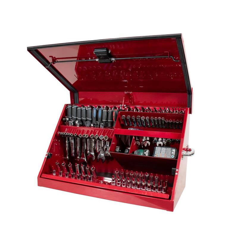 31 in. W x 16 in. D Portable Metallic Red Triangle Top Tool Chest for Sockets, Wrenches and Screwdrivers