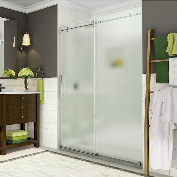 Aston Coraline 44 - 48 in. x 76 in. Completely Frameless Sliding Shower Door w/ Frosted Glass in Polished Chrome