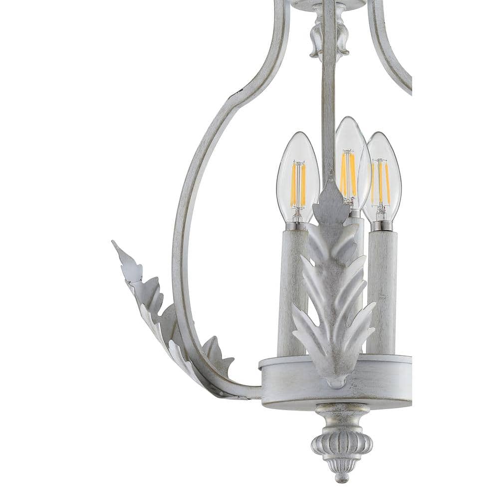 Antique White Metal LED Semi-Flush Mount Light
