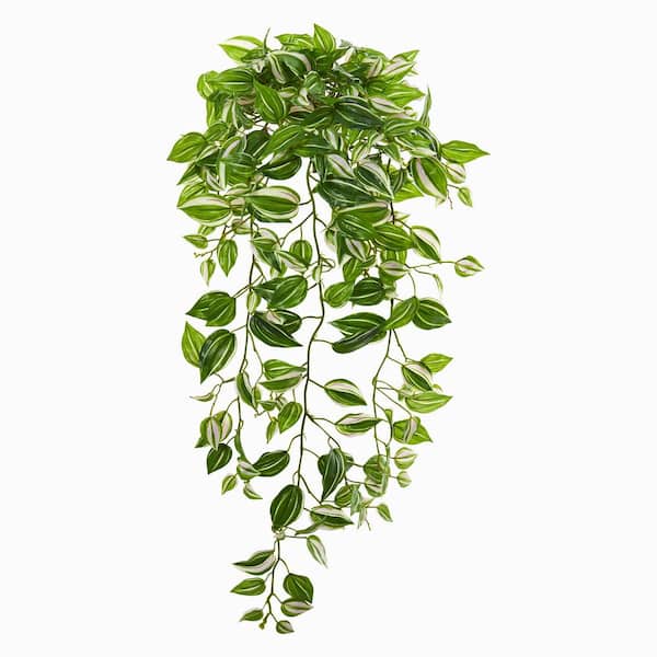 Nearly Natural Indoor 32 Purple Heart Evergreen Hanging Artificial Plant Set Of 2 6192 S2 The Home Depot