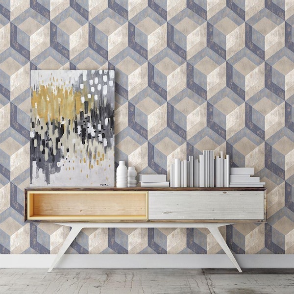 Clarabelle Blue Rustic Wood Tile Paper Strippable Roll (Covers 56.4 sq. ft.)