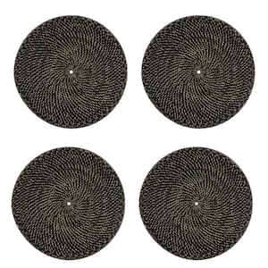Rattan Black Round Charger Plate (Set of 4)