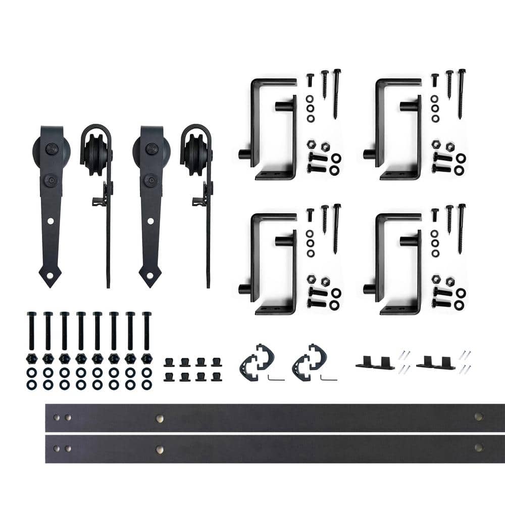 5.5 ft./66 in. Black Rustic Double Track Bypass U-Shape Sliding Barn Door Hardware Kit - Arrow Design Roller price history on PriceWatchPro